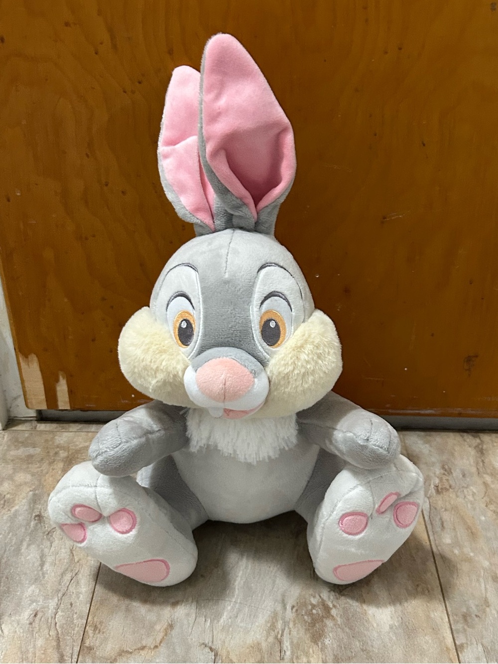 Disney Gray and Pink Thumper Bunny Big Feet plush